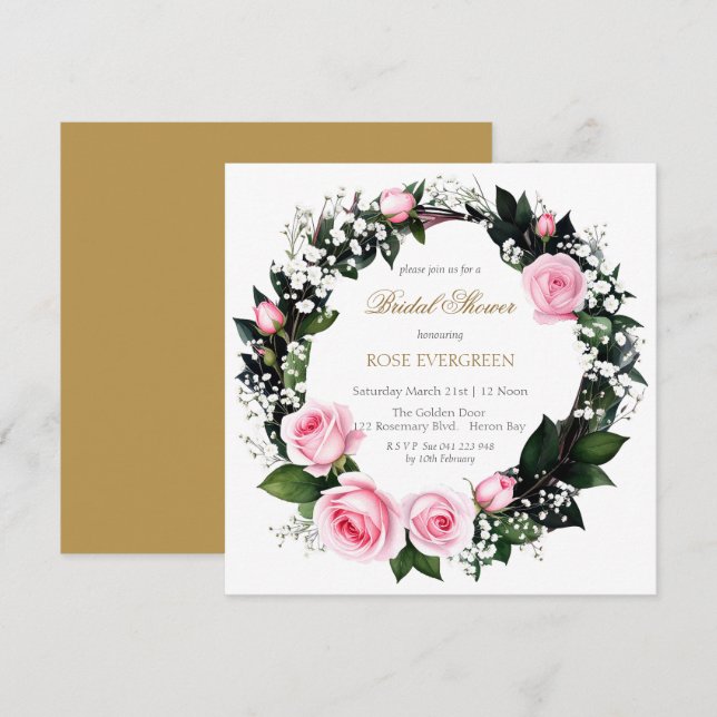 Invitación Romance sonrojante: rosas rosas rosas rosas rosas  (Anverso / Reverso)