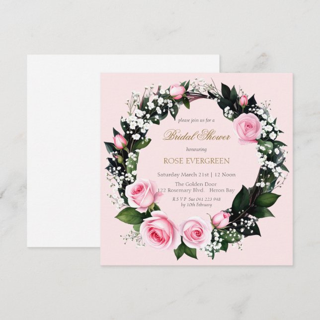 Invitación Romance sonrojante: rosas rosas rosas rosas rosas  (Anverso / Reverso)