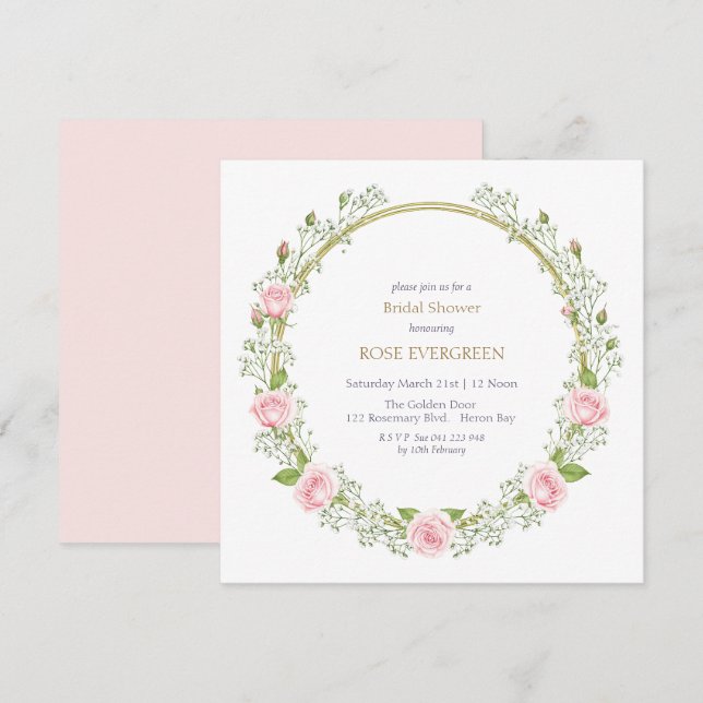 Invitación Romance sonrojizo: rosas rosas rosas rosas rosas y (Anverso / Reverso)