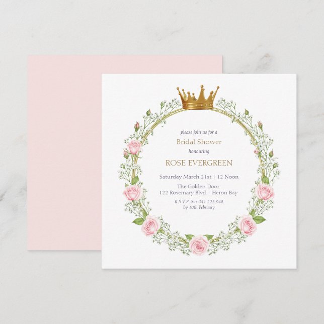 Invitación Romance sonrojizo: rosas rosas rosas rosas rosas y (Anverso / Reverso)