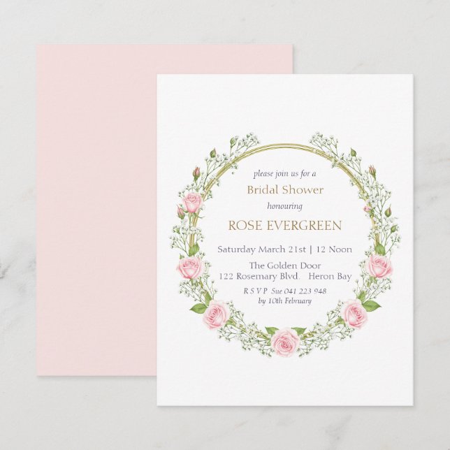 Invitación Romance sonrojizo: rosas rosas rosas rosas rosas y (Anverso / Reverso)