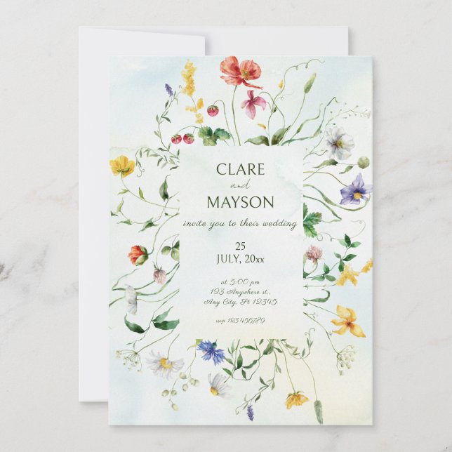 Invitación Romance verde y blanco Boda de verano Rústico (Anverso)