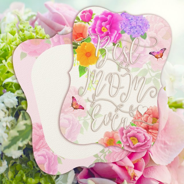 Invitación Romaníes Peonies Garden White Mejor Mamá (Romantic Peonies Garden Best Mom Ever White Mother's Day Card.)