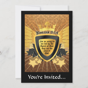 Invitación Romanos 8:14, Hijos de Dios en oro