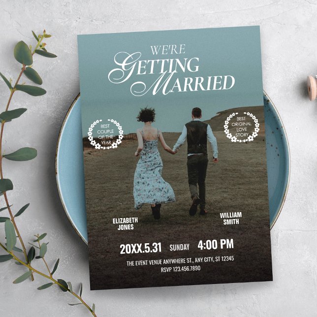 Invitación Romantic aesthetic movie poster photo wedding  (Subido por el creador)