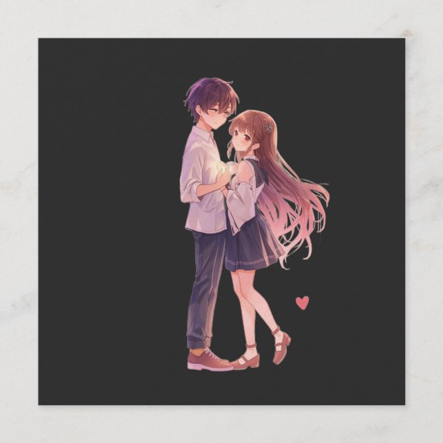 Invitación Romantic Anime Couple - Cute Aesthetic Lovers Art  (Anverso)