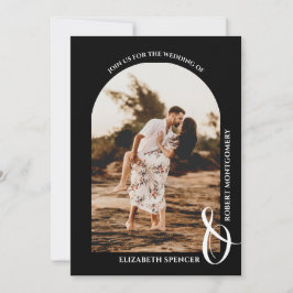 Invitación Romantic Arched Photo Black and White Wedding