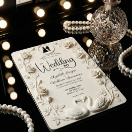 Invitación Romantic Baroque Roses & Silhouette Frame Wedding 