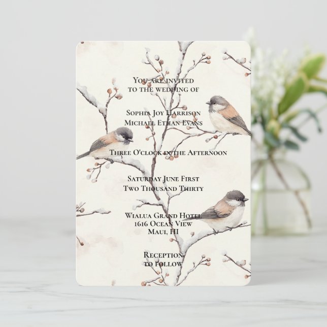 Invitación Romantic Birds in a Tree Wedding (Anverso de pie)
