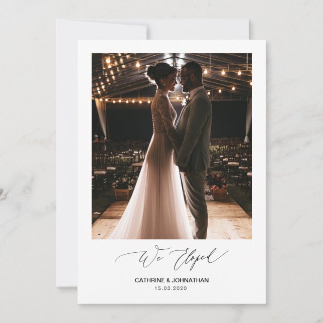 Invitación Romantic Black Script,, Boda Fugaz (Anverso)