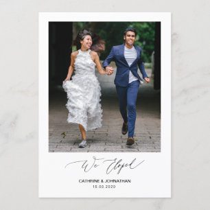 Invitación Romantic Black Script,, Boda Fugaz