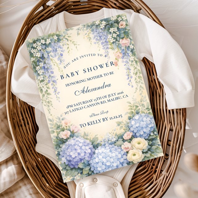 Invitación Romantic Blue Hydrangea Garden Baby Shower (Subido por el creador)