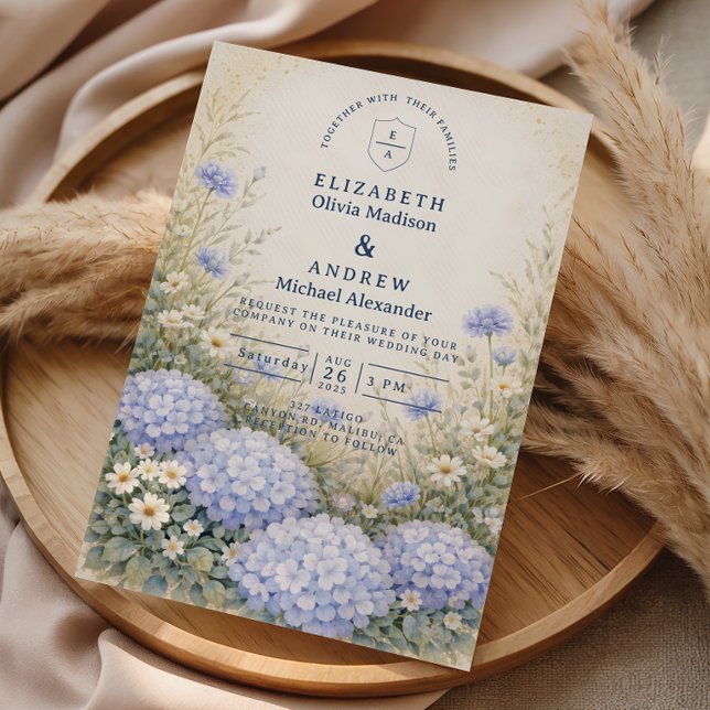 Invitación Romantic Blue Hydrangea Wedding (Subido por el creador)