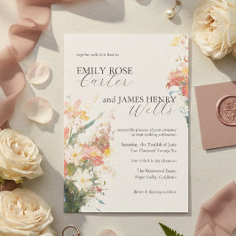 Invitación Romantic Blush Painted Floral Wedding