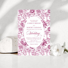Invitación Romantic Blush Pink Toile Roses Wedding Invitation