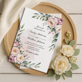 Invitación Romantic Blush Rose Garden Wedding Invitation