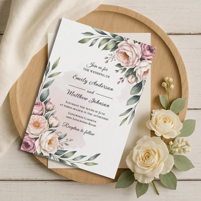 Invitación Romantic Blush Rose Garden Wedding Invitation (Subido por el creador)