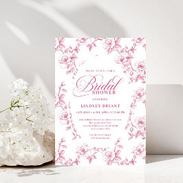 Invitación Romantic Blush Rose Pattern French Toile Bridal  