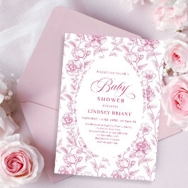 Invitación Romantic Boho Blush Pink Floral Roses Baby Shower