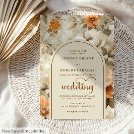Invitación Romantic Boho Earthy Colors Ivory Sage Flower 