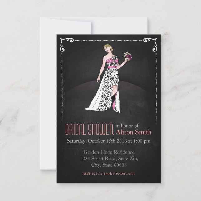 Invitación Romantic Bridal shower modern invitation (Anverso)