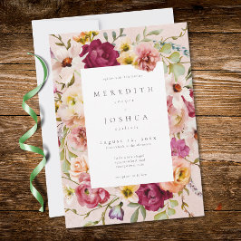 Invitación Romantic Burgundy Blush Floral Garden Wedding