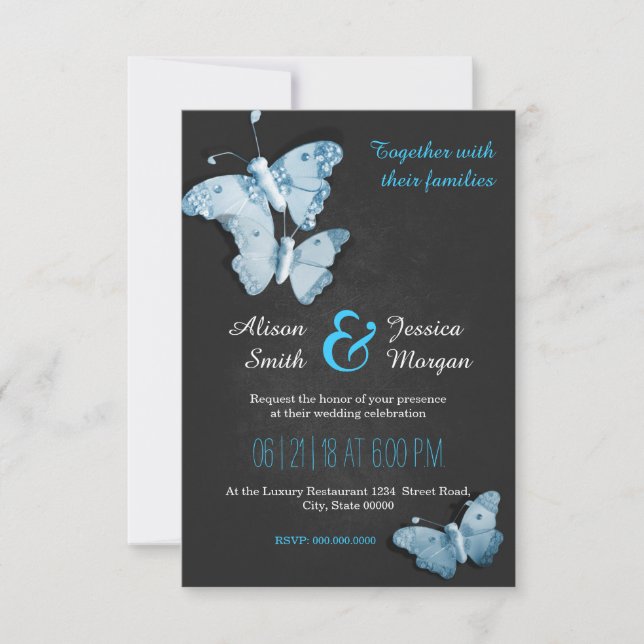 Invitación Romantic Butterflies wedding invitation (Anverso)