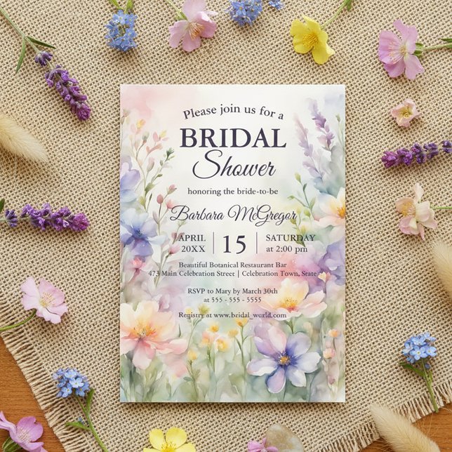 Invitación Romantic Chic Watercolor Wildflower Bridal Shower (Subido por el creador)