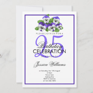 Invitación Romantic Classy Pansies Cumpleaños