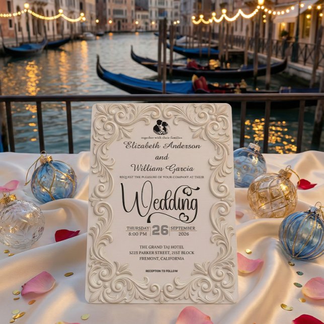 Invitación Romantic Cream And Charcoal Formal Calligraphy (Subido por el creador)