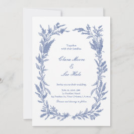 Invitación Romantic Dusty Blue Wildflower Wreath Wedding