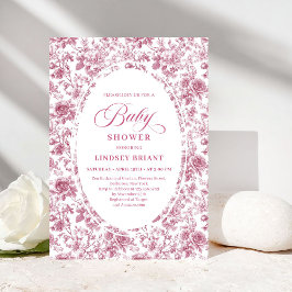 Invitación Romantic Dusty Pink Floral Roses Boho Baby Shower