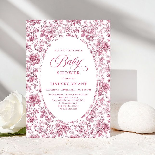 Invitación Romantic Dusty Pink Floral Roses Boho Baby Shower (Romantic Dusty Pink Floral Roses Baby Shower Invite)