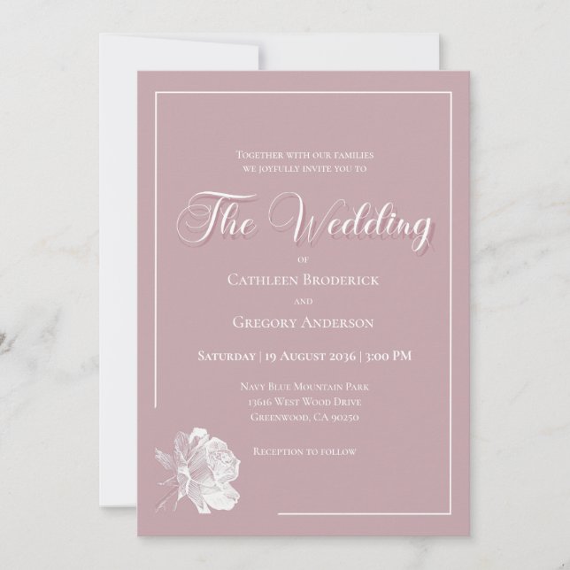 Invitación Romantic Dusty Pink White Floral Wedding (Anverso)