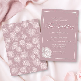 Invitación Romantic Dusty Pink White Floral Wedding