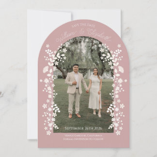 Invitación Romantic Dusty Rose Floral Arch Save the Date