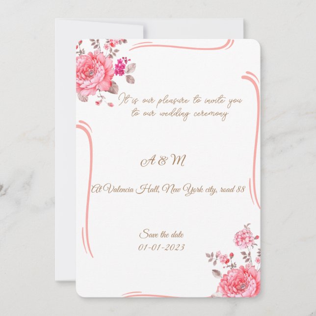 Invitación Romantic Dusty Rose Floral Invitation (Anverso)