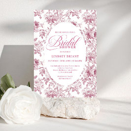 Invitación Romantic Dusty Rose Floral Toile Bridal Shower 