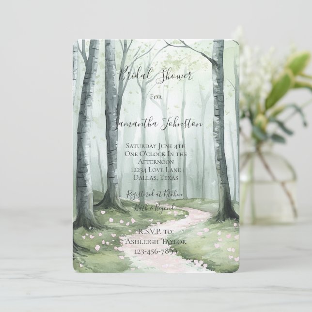 Invitación Romantic Enchanted Forest Bridal Shower (Anverso de pie)