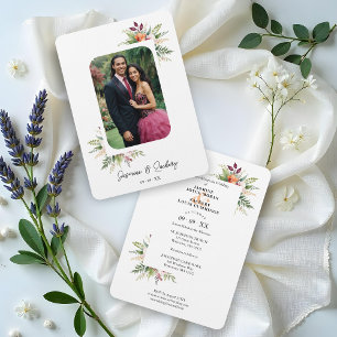 Invitación Romantic Exquisite Floral Bouquets Frame Photo