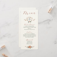 Romantic Fall Wedding Menu con naranja y blues