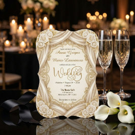 Invitación Romantic Faux Gold Calligraphy Royal Wedding 