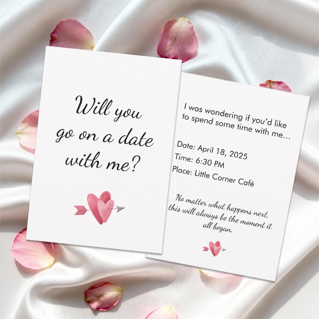 Invitación Romantic First Date Heart Proposal (Subido por el creador)