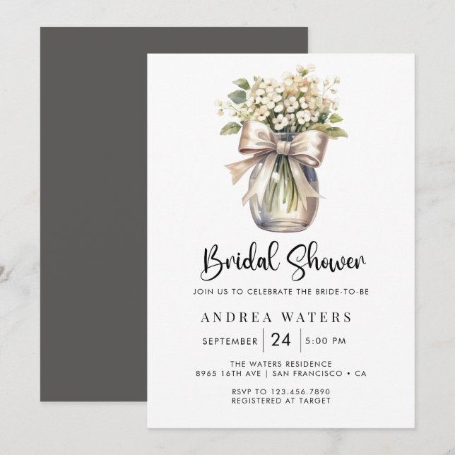 Invitación Romantic Floral Bouquet Bridal Shower (Anverso / Reverso)