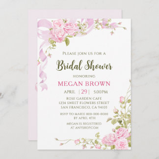 Invitación Romantic Floral Bridal Shower Elegant Gadren Style
