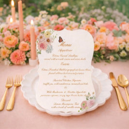 Invitación Romantic Floral Die Cut Wedding Menu Card