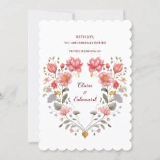Invitación Romantic Floral Heart Poetic Fairytale Wedding 