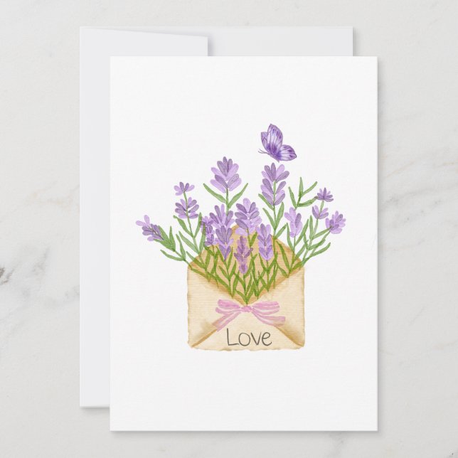 Invitación Romantic Floral Illustration with Love Message (Anverso)
