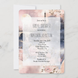 Invitación Romantic Floral Paris Eiffel Tower Bridal Shower