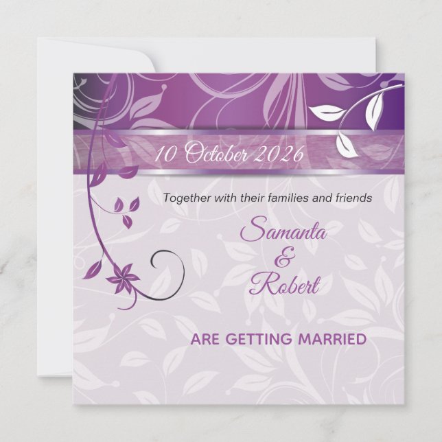 Invitación Romantic Floral wedding invitation (Anverso)